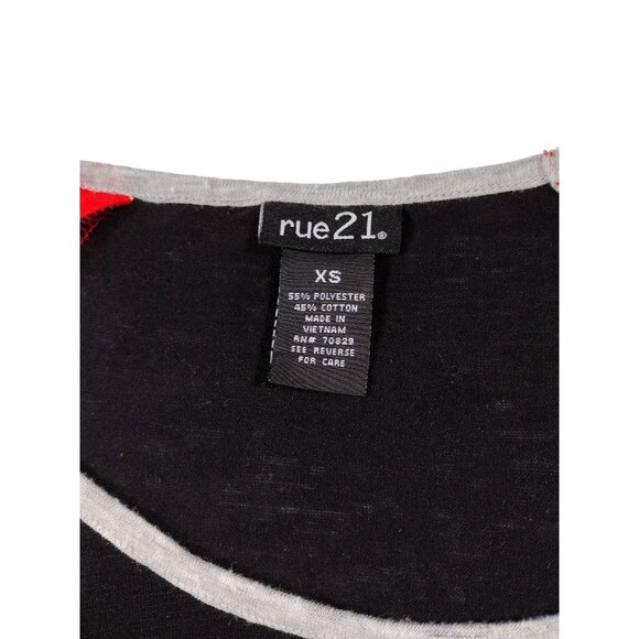 Rue21 Junior XS Shirt Stretch Pullover Blue Red Gray Sheer Round Neck - Picture 3 of 5